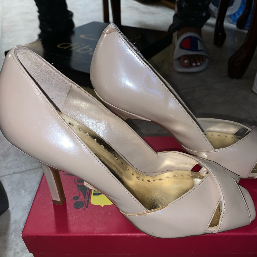 Square Open Peep Toe Pump Heel